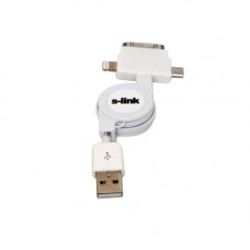 S-LINK IP-544 İphone 4 ve 5 İpad Micro Usb Beyaz Şarj Kablosu