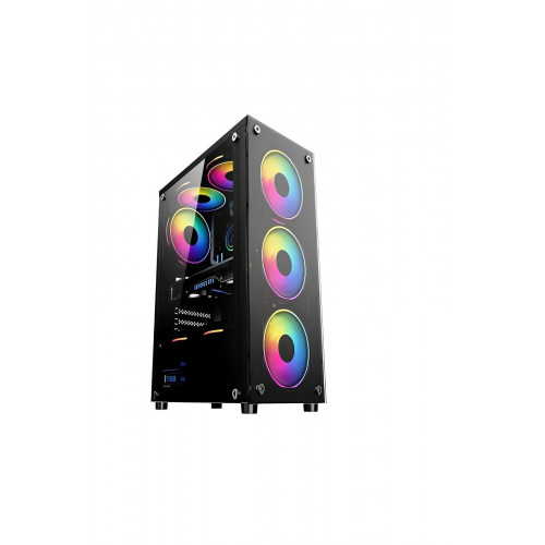 REVENGE CLEAR 500W TEMPERLI CAM SIYAH 3x 12cm RGB Fan Gaming Kasa