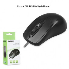 Everest SM-163 Usb Optik 1000DPI 3 Buton Siyah Mouse